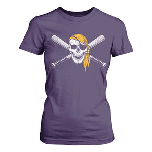 Baseball Pirate Skull T Shirt For Women Retro Vintage Cross Baseball Bats TS10 Purple Print Your Wear