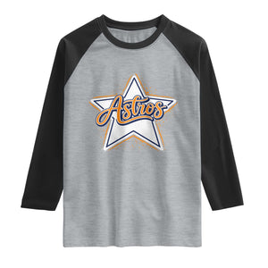 Vintage Astro Script Name Sports Style Raglan Shirt Retro Baseball Fans TS10 Heather Gray Black Print Your Wear