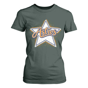 Vintage Astro Script Name Sports Style T Shirt For Women Retro Baseball Fans TS10 Dark Forest Green Print Your Wear
