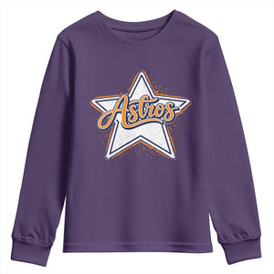 Vintage Astro Script Name Sports Style Youth Sweatshirt Retro Baseball Fans TS10 Purple Print Your Wear