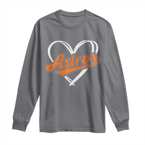 Vintage Astro Name Sports Style Long Sleeve Shirt Varsity Script Vintage Baseball Heart Graphic TS10 Charcoal Print Your Wear