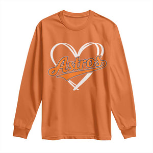 Vintage Astro Name Sports Style Long Sleeve Shirt Varsity Script Vintage Baseball Heart Graphic TS10 Orange Print Your Wear