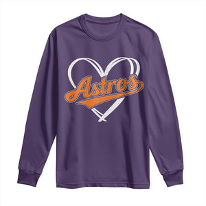 Vintage Astro Name Sports Style Long Sleeve Shirt Varsity Script Vintage Baseball Heart Graphic TS10 Purple Print Your Wear