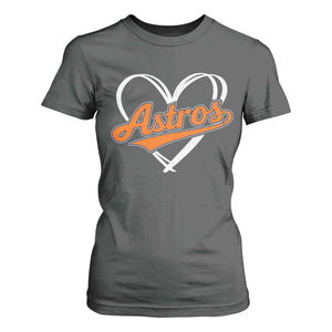 Vintage Astro Name Sports Style T Shirt For Women Varsity Script Vintage Baseball Heart Graphic TS10 Dark Heather Print Your Wear