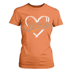 Vintage Astro Name Sports Style T Shirt For Women Varsity Script Vintage Baseball Heart Graphic TS10 Orange Print Your Wear