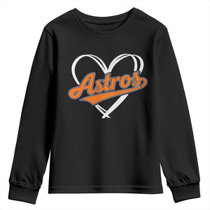 Vintage Astro Name Sports Style Youth Sweatshirt Varsity Script Vintage Baseball Heart Graphic TS10 Black Print Your Wear