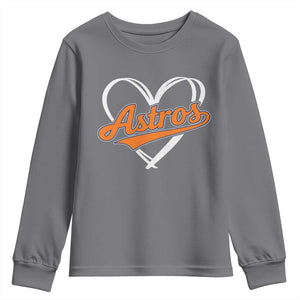 Vintage Astro Name Sports Style Youth Sweatshirt Varsity Script Vintage Baseball Heart Graphic TS10 Charcoal Print Your Wear
