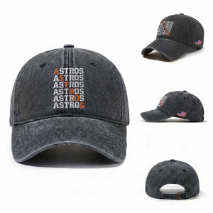 Vintage Astro Last Name Washed Cotton Baseball Cap Retro Baseball Fans Sports Style TS10 Washed Cap Universal Fit Dark Gray Print Your Wear