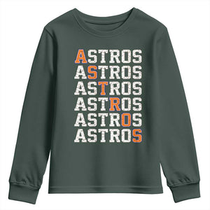 Vintage Astro Last Name Youth Sweatshirt Retro Baseball Fans Sports Style TS10 Dark Forest Green Print Your Wear