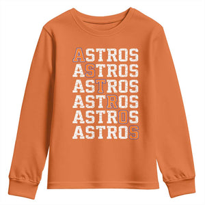 Vintage Astro Last Name Youth Sweatshirt Retro Baseball Fans Sports Style TS10 Orange Print Your Wear