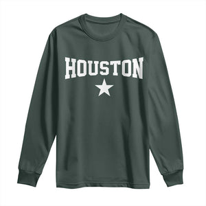 Vintage Houston Long Sleeve Shirt Retro Texas Throwback Athletic Sports Style 80s 90s TS10 Dark Forest Green Print Your Wear