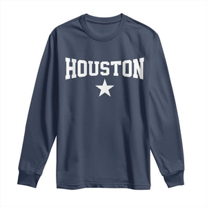 Vintage Houston Long Sleeve Shirt Retro Texas Throwback Athletic Sports Style 80s 90s TS10 Navy Print Your Wear