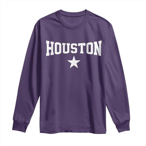 Vintage Houston Long Sleeve Shirt Retro Texas Throwback Athletic Sports Style 80s 90s TS10 Purple Print Your Wear
