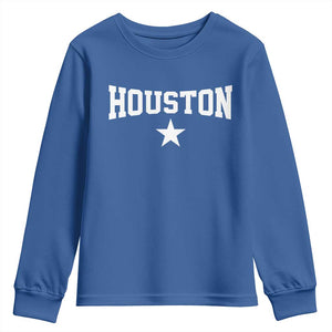 Vintage Houston Youth Sweatshirt Retro Texas Throwback Athletic Sports Style 80s 90s TS10 Royal Blue Print Your Wear
