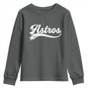 Vintage Astro Script Name Youth Sweatshirt Texas Vintage Sports Jersey Style 80s 90s TS10 Dark Heather Print Your Wear