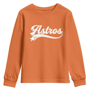 Vintage Astro Script Name Youth Sweatshirt Texas Vintage Sports Jersey Style 80s 90s TS10 Orange Print Your Wear