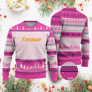 Vintage Astro Last Name Sports Style Ugly Christmas Sweater Baseball Fan Graphic 80s 90s TS10 Hot Pink Print Your Wear
