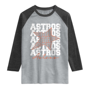 Vintage Astro Last Name Raglan Shirt Baseball Fan Graphic TS10 Heather Gray Heather Charcoal Print Your Wear