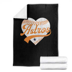 Retro Astro Script Name Throw Blanket Baseball Heart Vintage Sports Fans TS10 Black Print Your Wear