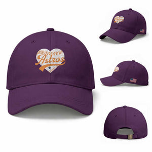 Retro Astro Script Name Baseball Cap Baseball Heart Vintage Sports Fans TS10 Baseball Cap Universal Fit Purple Print Your Wear
