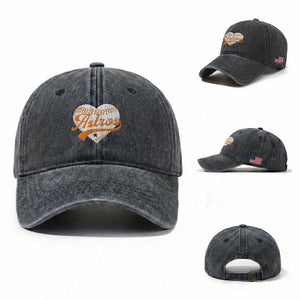 Retro Astro Script Name Washed Cotton Baseball Cap Baseball Heart Vintage Sports Fans TS10 Washed Cap Universal Fit Dark Gray Print Your Wear