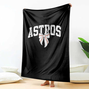 Retro Astro Varsity Name Throw Blanket Baseball Coquette Bow TS10 Print Your Wear