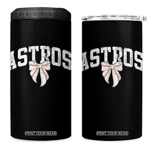 Retro Astro Varsity Name 4 in 1 Can Cooler Tumbler Baseball Coquette Bow TS10 One Size: 16 oz Black Print Your Wear