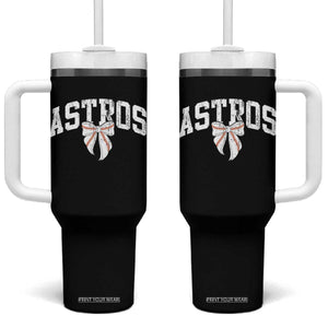 Retro Astro Varsity Name Tumbler With Handle Baseball Coquette Bow TS10 One Size: 40 oz Black Print Your Wear
