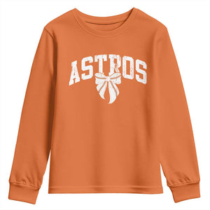 Retro Astro Varsity Name Youth Sweatshirt Baseball Coquette Bow TS10 Orange Print Your Wear