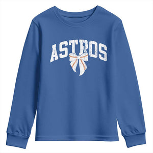 Retro Astro Varsity Name Youth Sweatshirt Baseball Coquette Bow TS10 Royal Blue Print Your Wear
