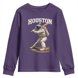 Houston Astronaut Baseball Player Youth Sweatshirt Clutch City TS10 Purple Print Your Wear