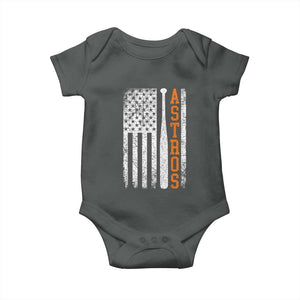 Vintage Astro Baby Onesie Last Name Baseball American Flag Retro Style 70s 80s 90s TS10 Dark Heather Print Your Wear