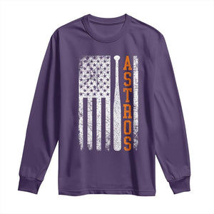 Vintage Astro Long Sleeve Shirt Last Name Baseball American Flag Retro Style 70s 80s 90s TS10 Purple Print Your Wear