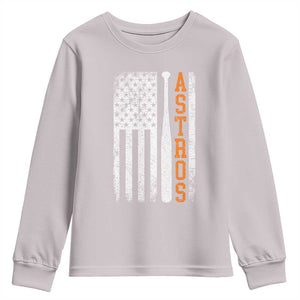 Vintage Astro Youth Sweatshirt Last Name Baseball American Flag Retro Style 70s 80s 90s TS10 Ice Gray Print Your Wear