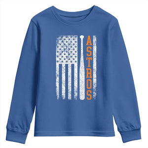 Vintage Astro Youth Sweatshirt Last Name Baseball American Flag Retro Style 70s 80s 90s TS10 Royal Blue Print Your Wear