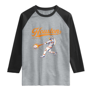 Houston Clutch City Raglan Shirt Astronaut Baseball Player In Space TS10 Heather Gray Black Print Your Wear