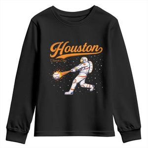 Houston Clutch City Youth Sweatshirt Astronaut Baseball Player In Space TS10 Black Print Your Wear