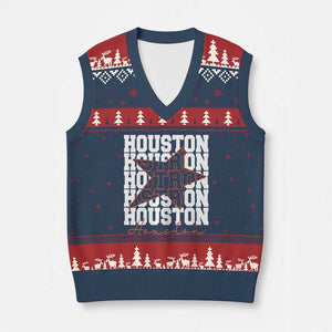 Houston Sport Baseball Fans V-Neck Knit Sweater Vest US State Vintage Graphic TS10 Navy Red Print Your Wear