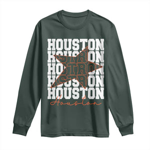 Houston Sport Baseball Fans Long Sleeve Shirt US State Vintage Graphic TS10 Dark Forest Green Print Your Wear