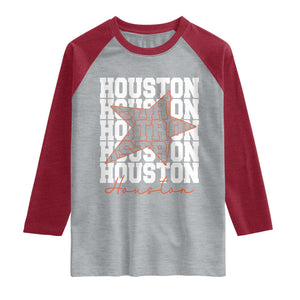 Houston Sport Baseball Fans Raglan Shirt US State Vintage Graphic TS10 Heather Gray Heather Red Print Your Wear