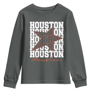 Houston Sport Baseball Fans Youth Sweatshirt US State Vintage Graphic TS10 Dark Heather Print Your Wear