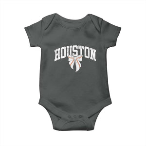 Retro Houston Baby Onesie Baseball Coquette Bow Varsity Vintage Sports 80s 90s TS10 Dark Heather Print Your Wear
