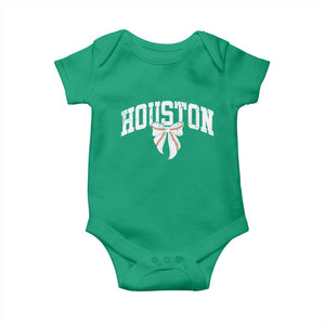 Retro Houston Baby Onesie Baseball Coquette Bow Varsity Vintage Sports 80s 90s TS10 Irish Green Print Your Wear