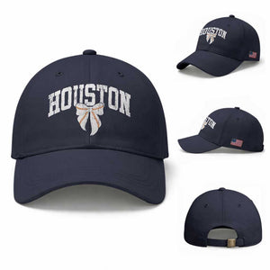 Retro Houston Baseball Cap Baseball Coquette Bow Varsity Vintage Sports 80s 90s TS10 Baseball Cap Universal Fit Navy Print Your Wear