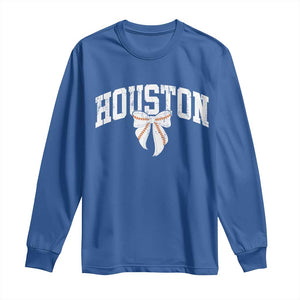 Retro Houston Long Sleeve Shirt Baseball Coquette Bow Varsity Vintage Sports 80s 90s TS10 Royal Blue Print Your Wear