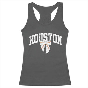 Retro Houston Racerback Tank Top Baseball Coquette Bow Varsity Vintage Sports 80s 90s TS10 Dark Heather Print Your Wear