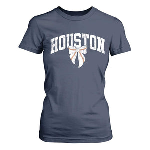 Retro Houston T Shirt For Women Baseball Coquette Bow Varsity Vintage Sports 80s 90s TS10 Navy Print Your Wear