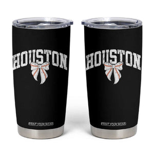 Retro Houston Tumbler Cup Baseball Coquette Bow Varsity Vintage Sports 80s 90s TS10 Black Print Your Wear