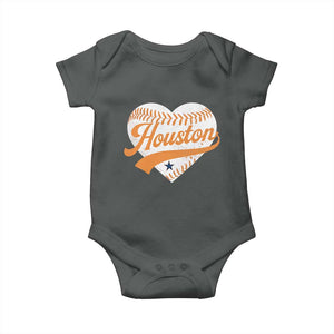 Houston Clutch City Baby Onesie Baseball Heart Varsity Script Vintage Sports Fans TS10 Dark Heather Print Your Wear