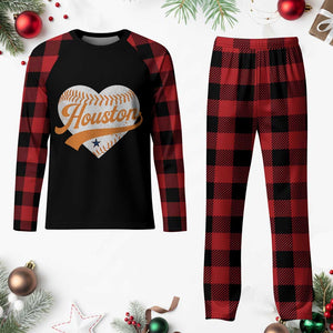 Houston Clutch City Plaid Pajama Set Baseball Heart Varsity Script Vintage Sports Fans TS10 Buffalo Plaid Print Your Wear
